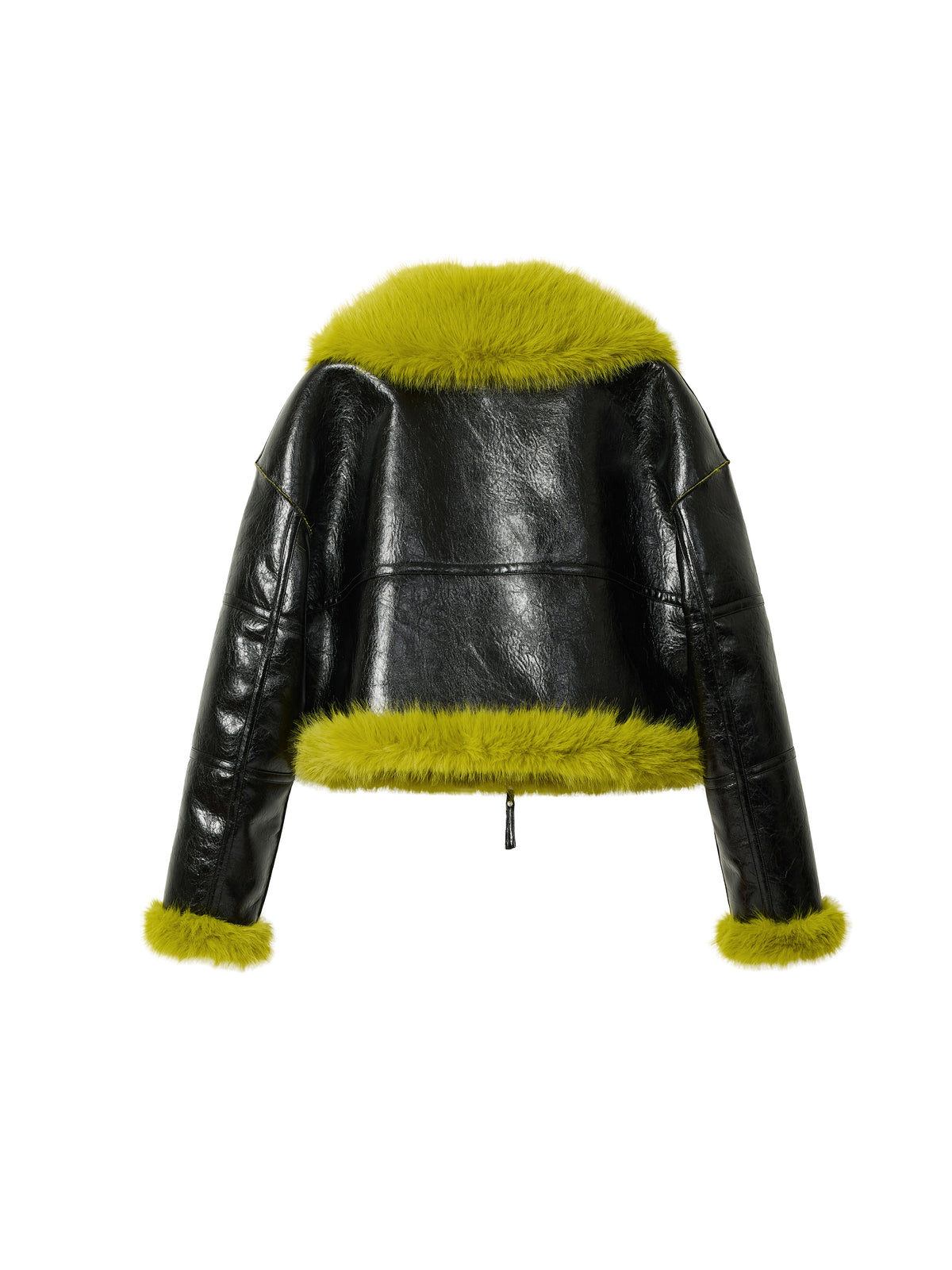 Aviator Cropped Jacket - Black Lime