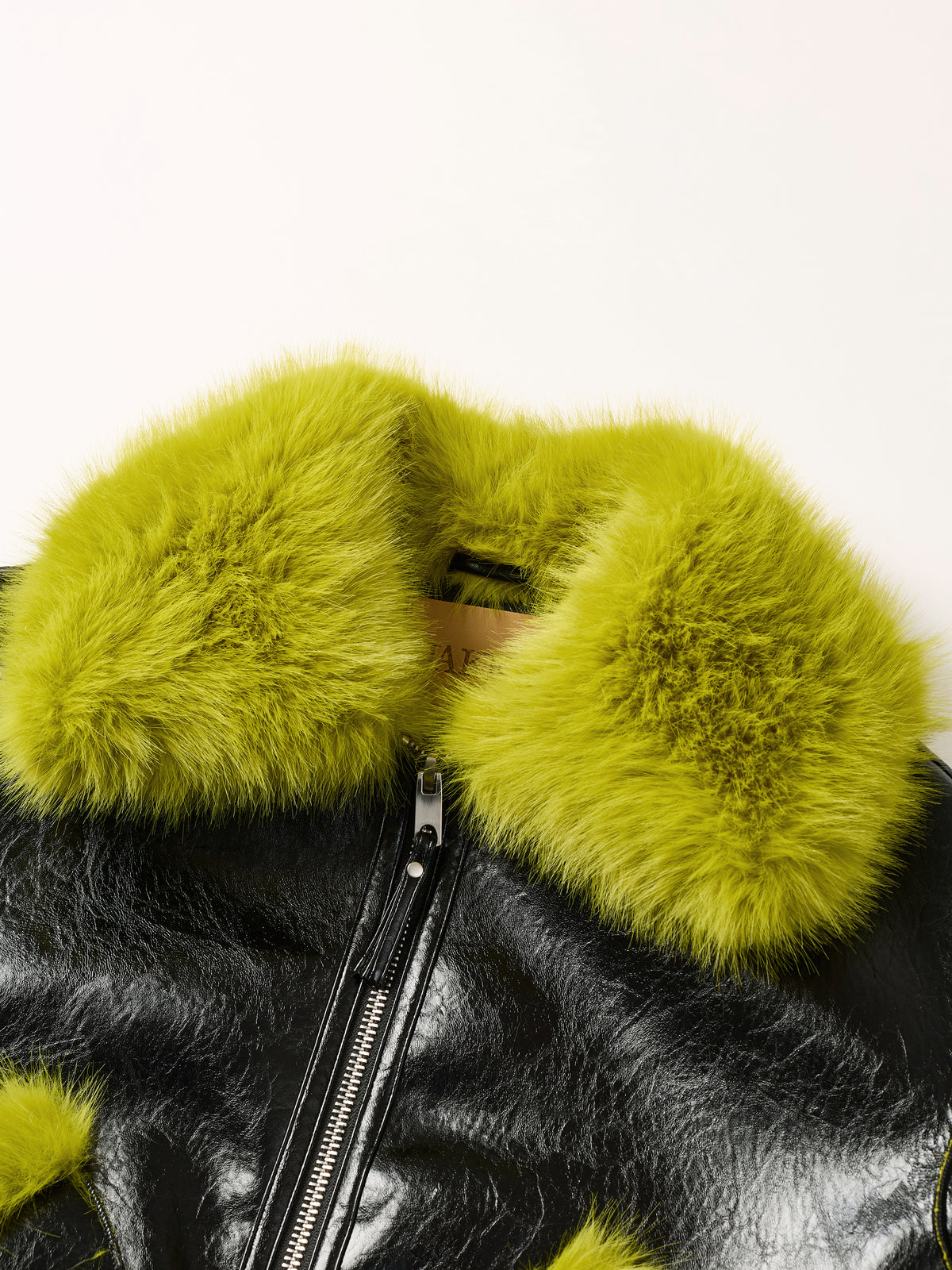 Aviator Cropped Jacket - Black Lime