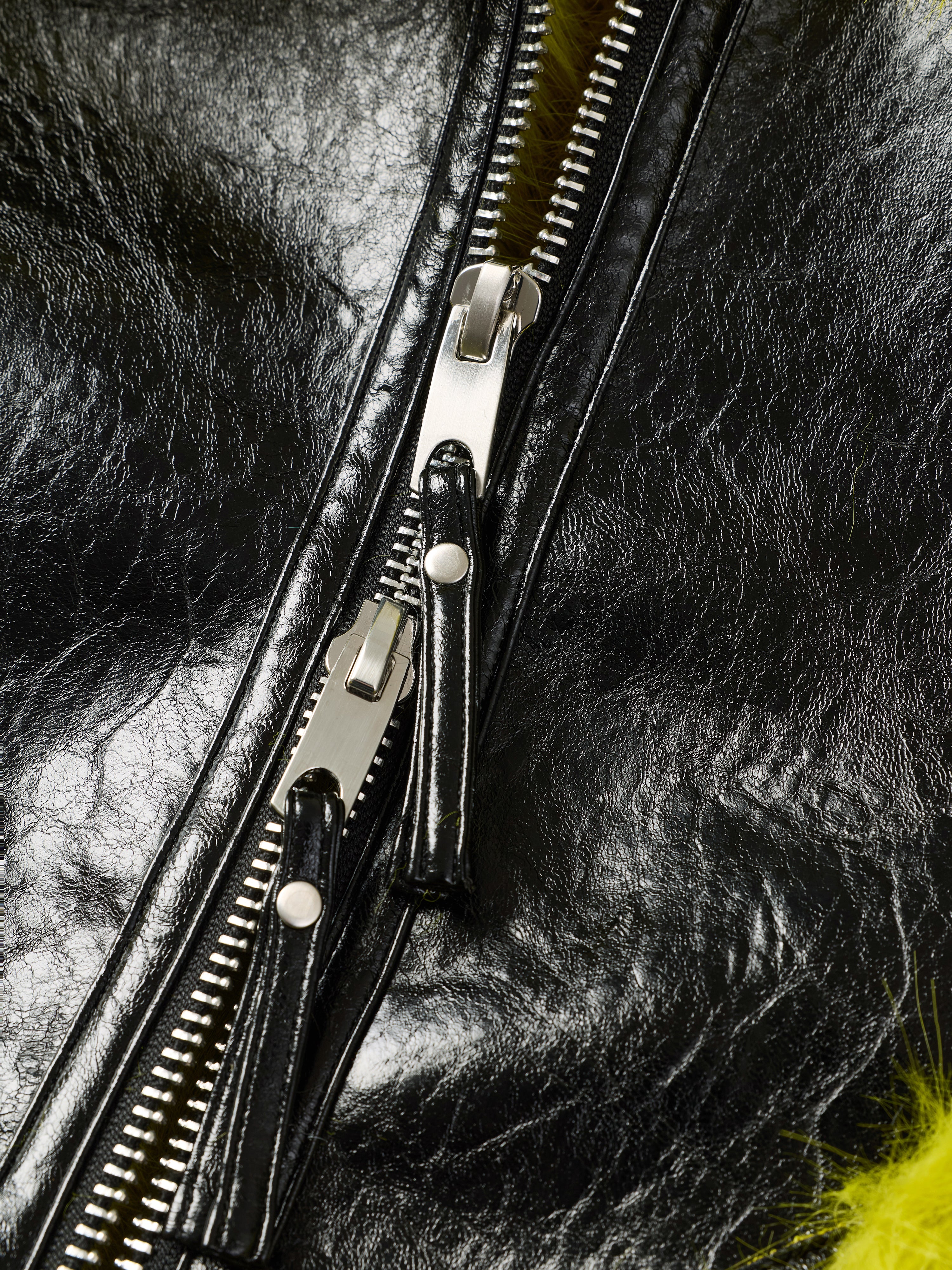 Aviator Cropped Jacket - Black Lime
