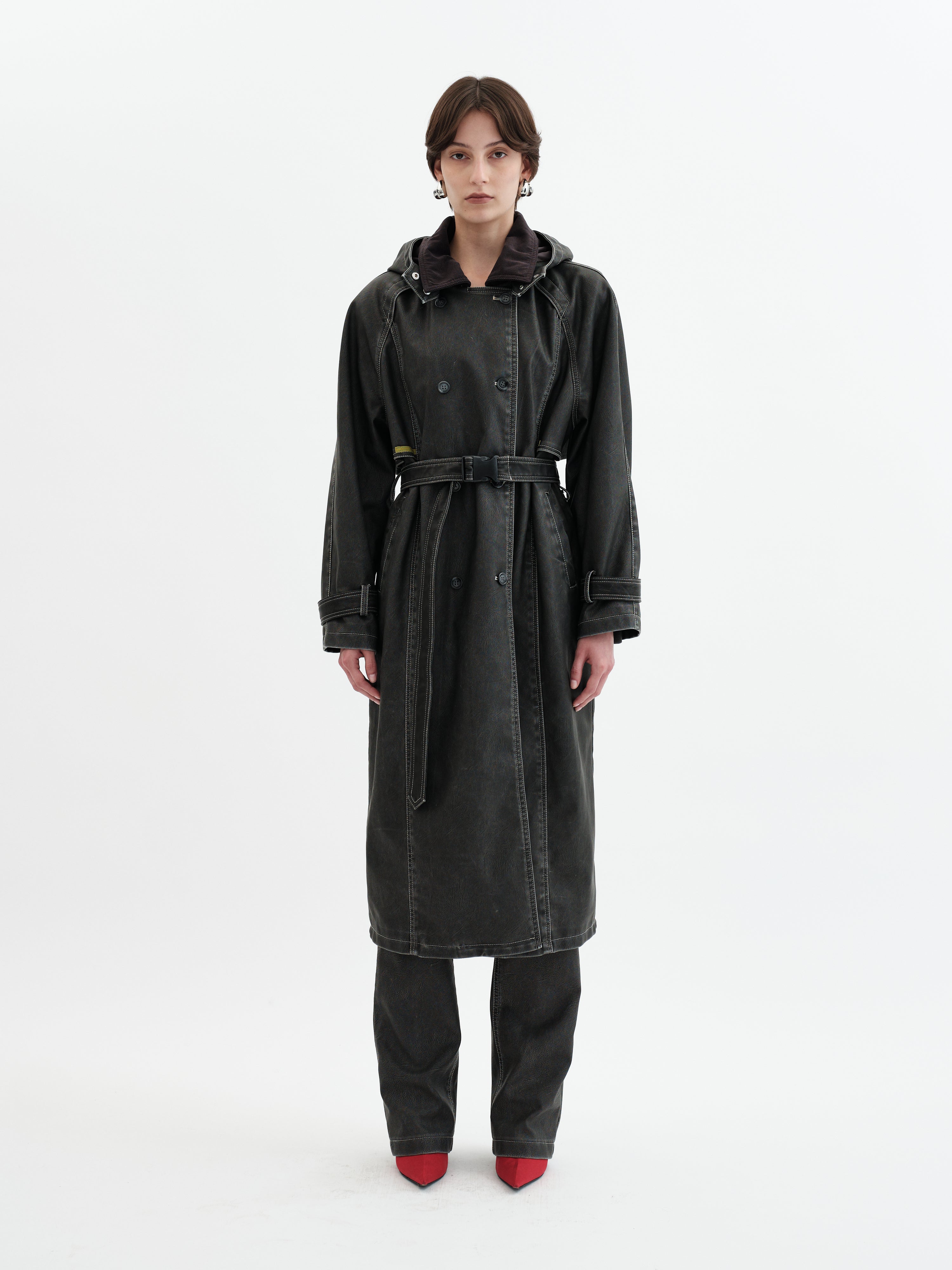 Rayn Hooded Trench Coat - Black