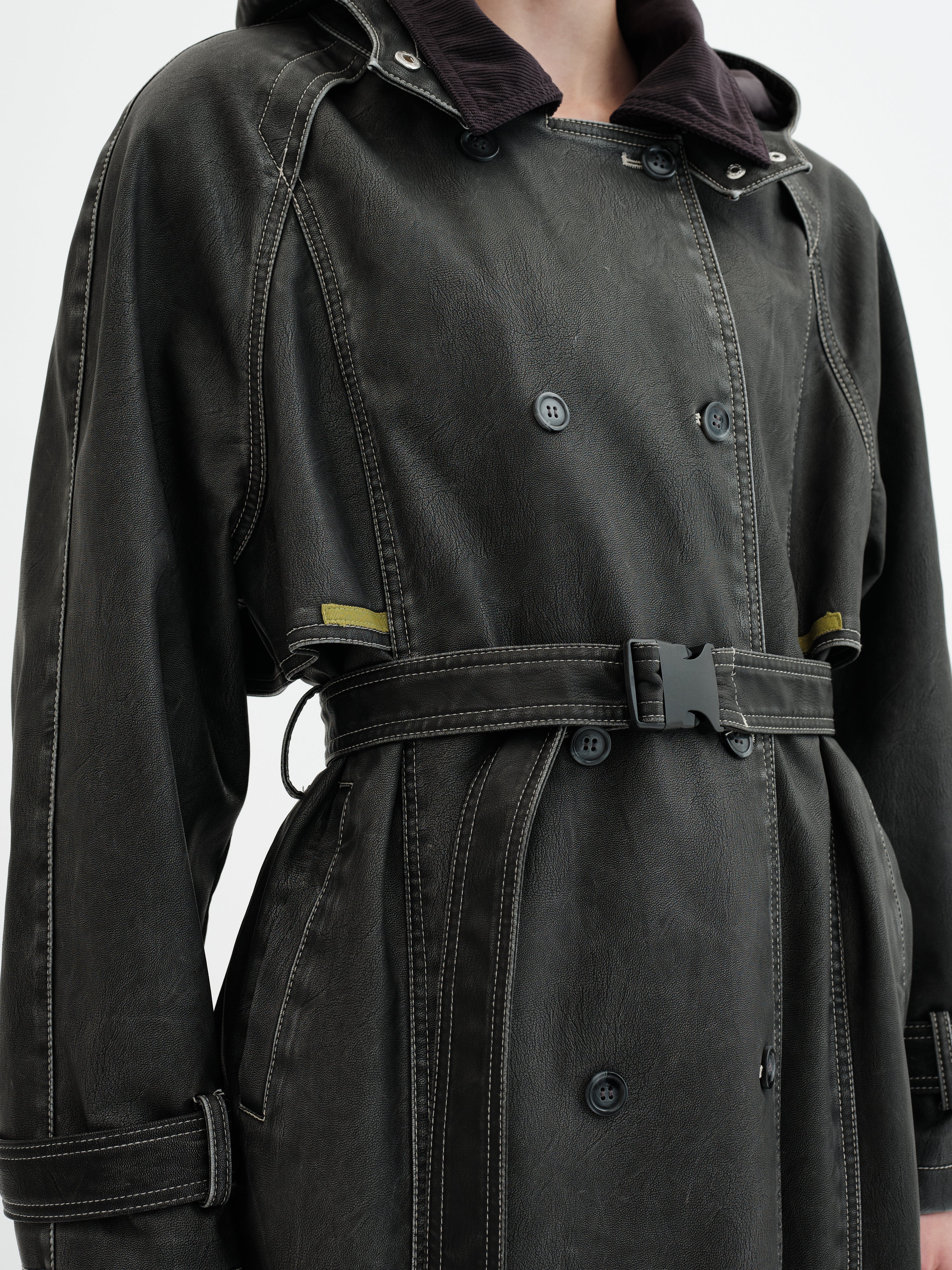 Rayn Hooded Trench Coat - Black