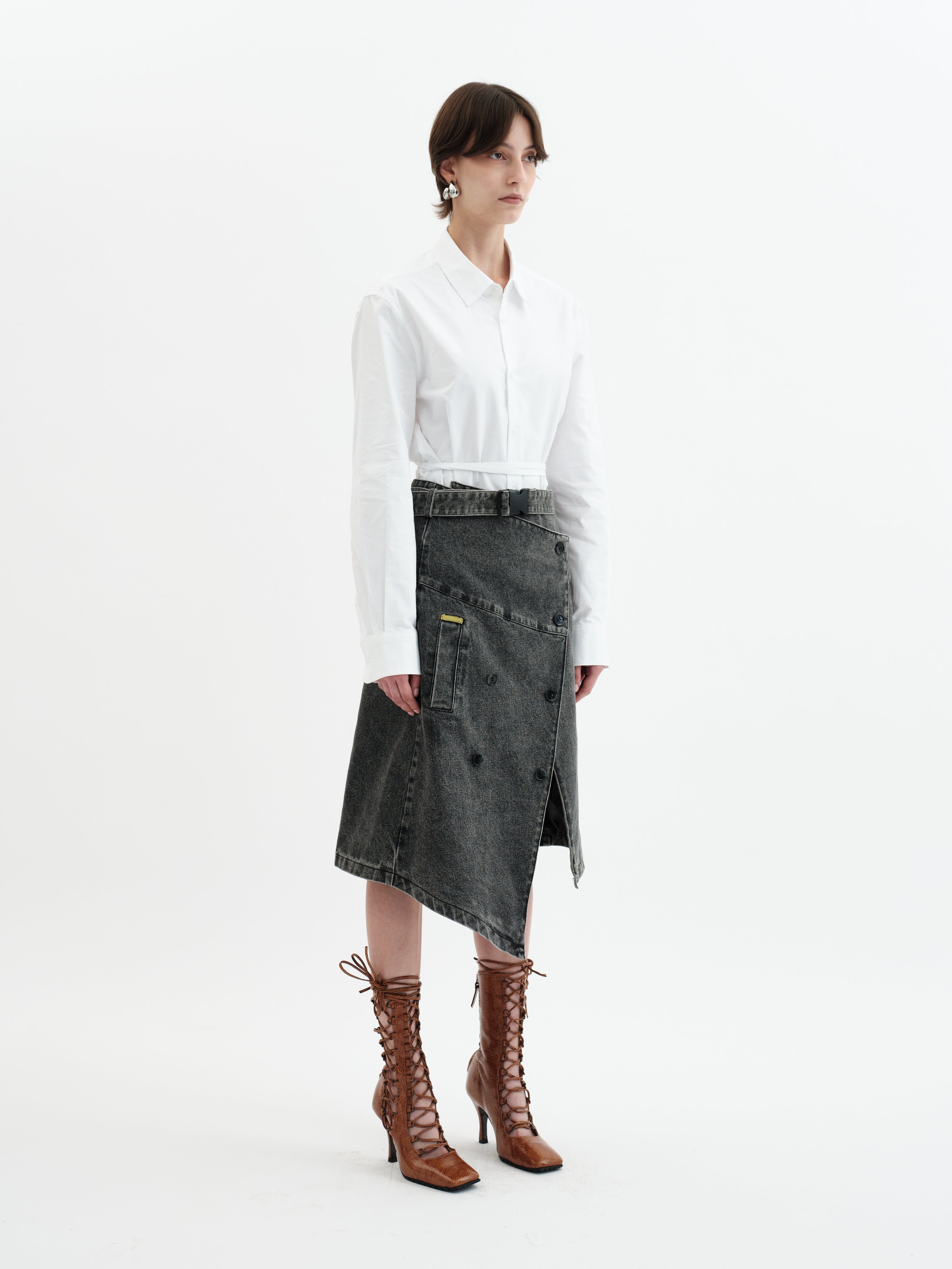 Trench Skirt - Denim Black Wash
