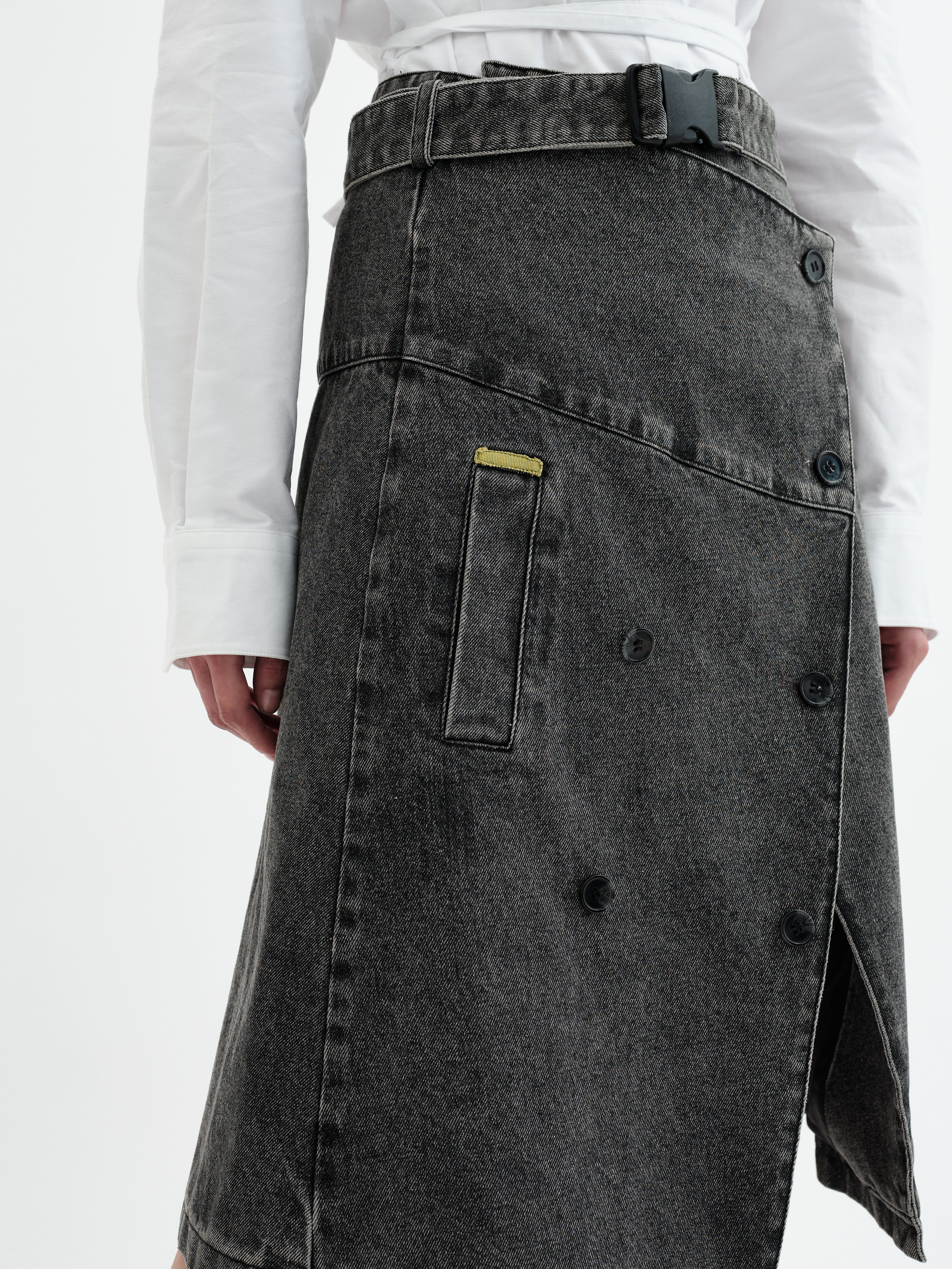 Trench Skirt - Denim Black Wash
