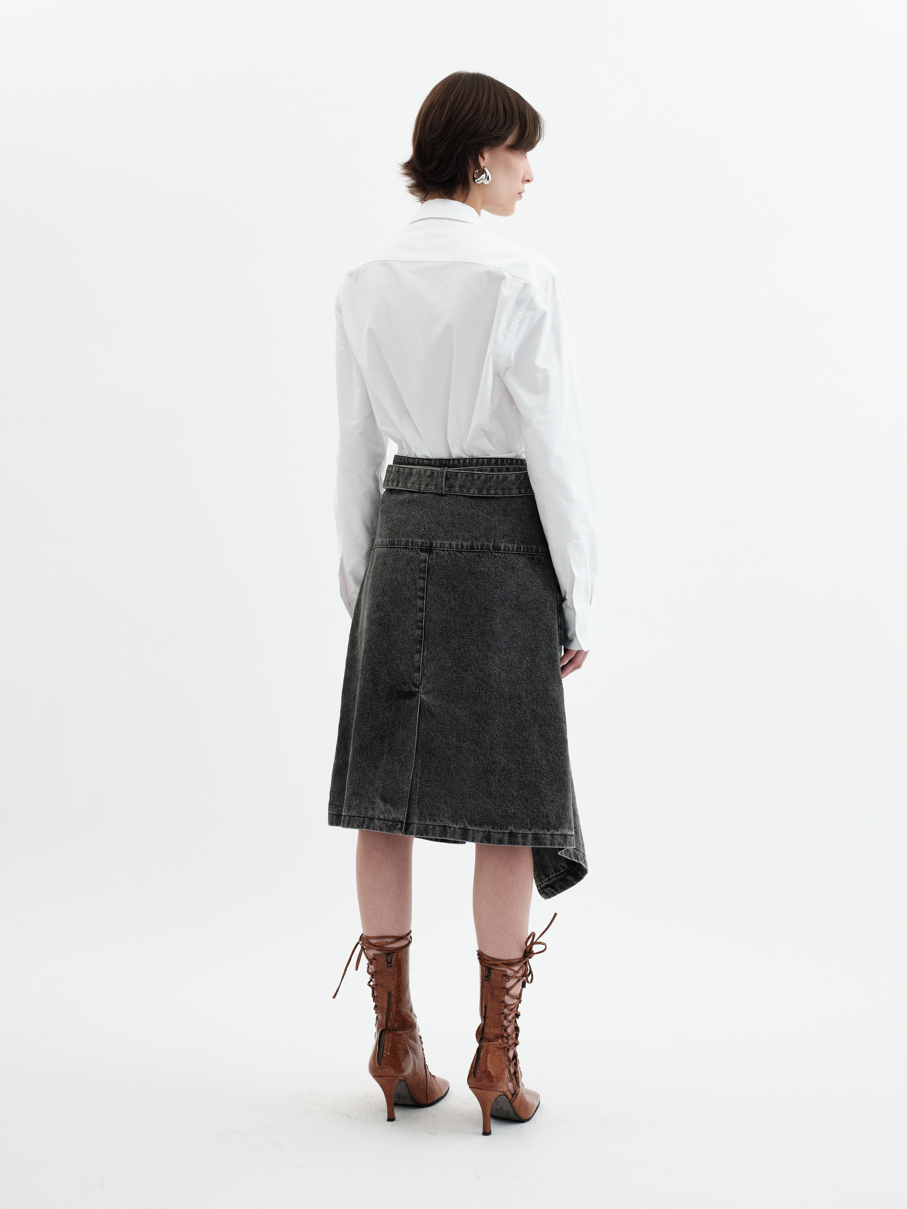 Trench Skirt - Denim Black Wash