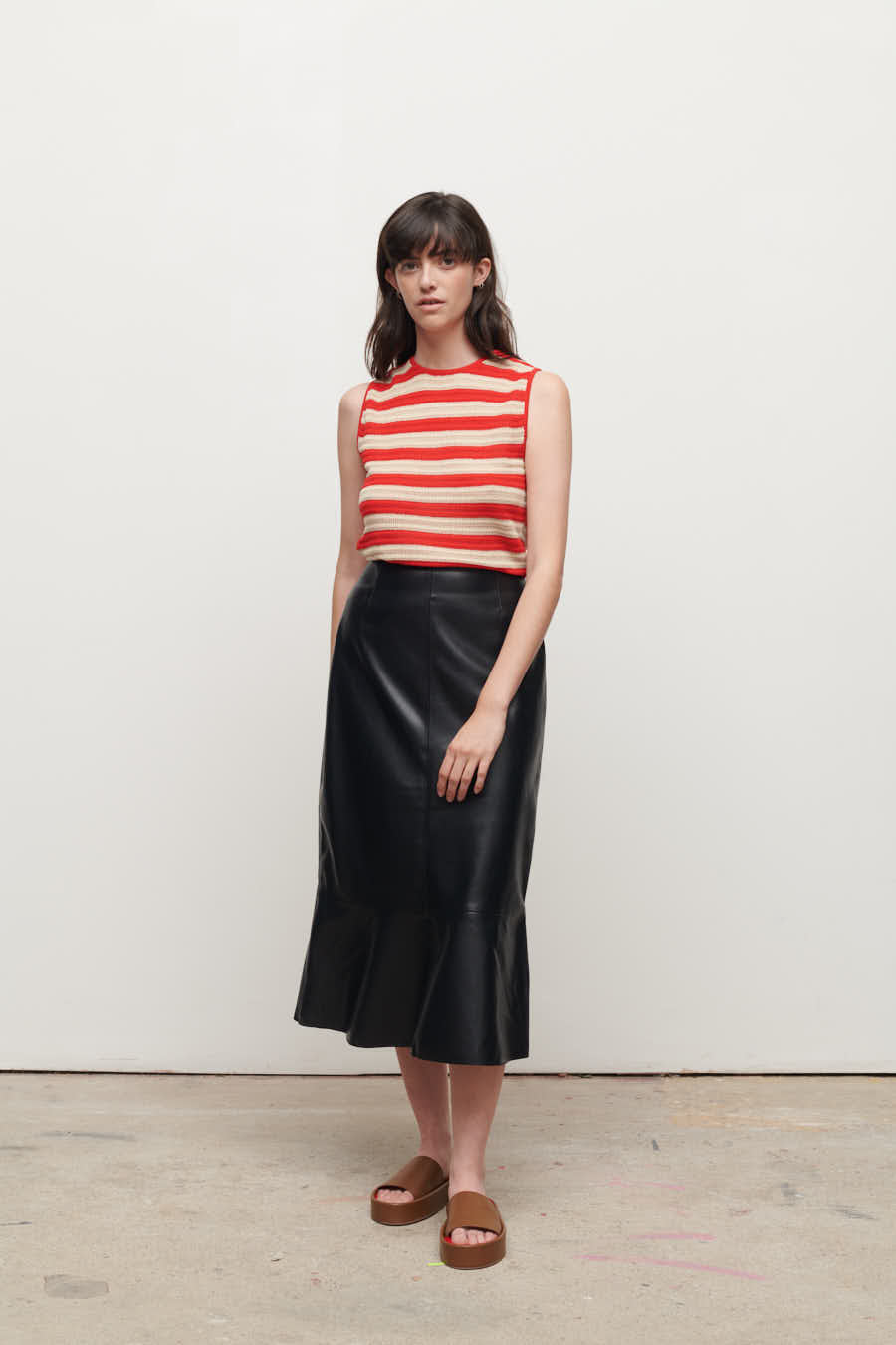 FAY KNIT VEST RED STRIPE