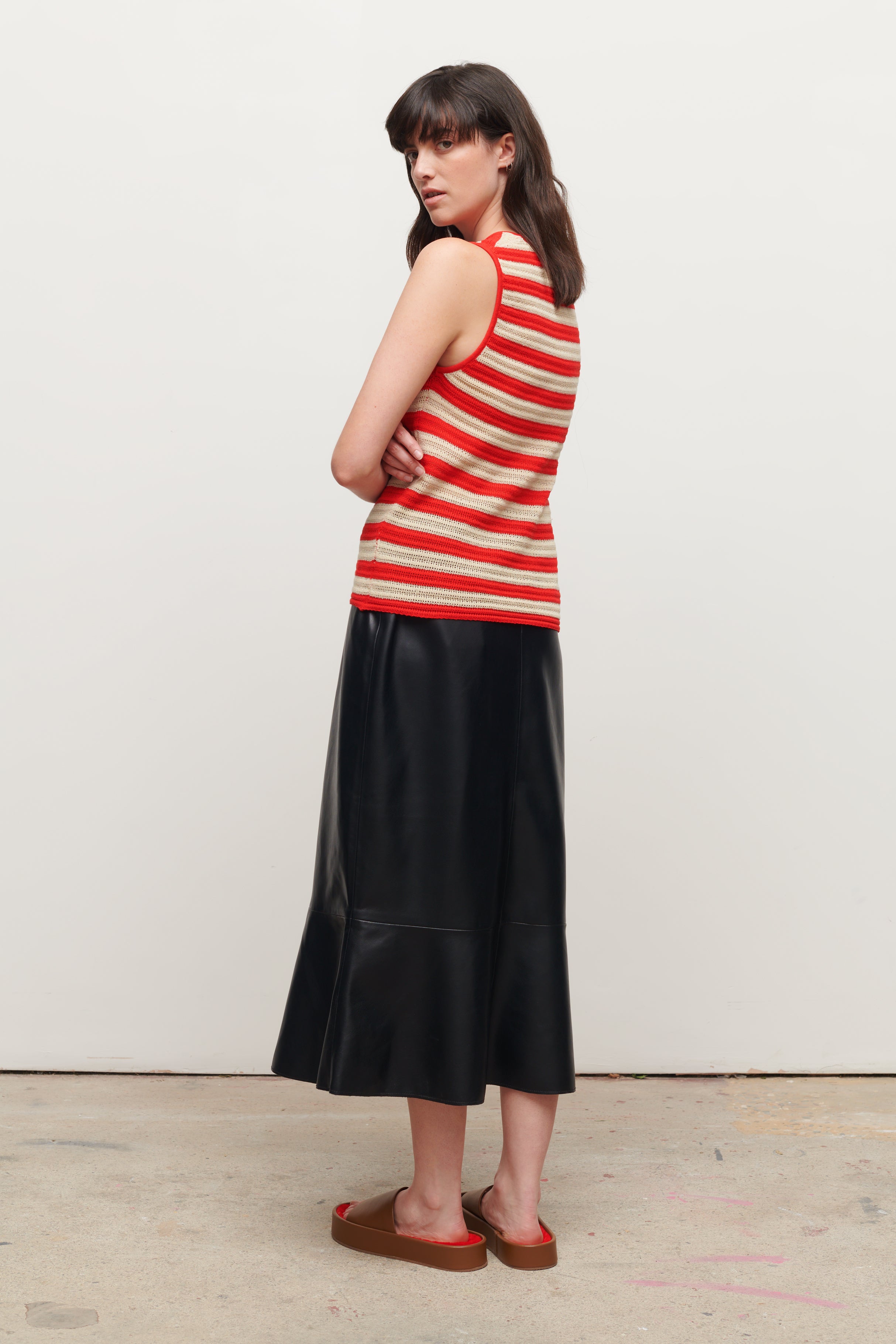 FAY KNIT VEST RED STRIPE