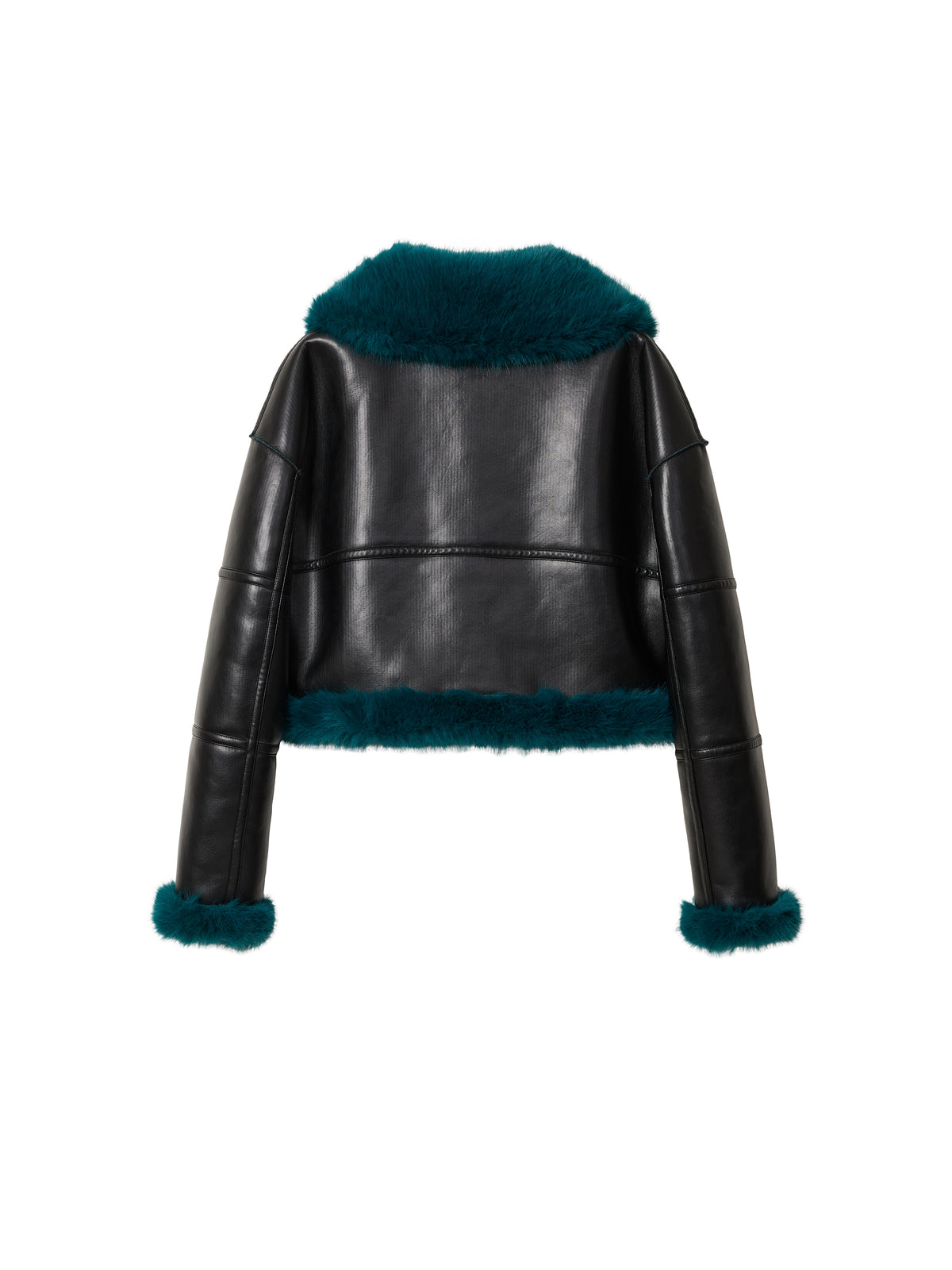 Aviator Cropped Jacket - Black Teal