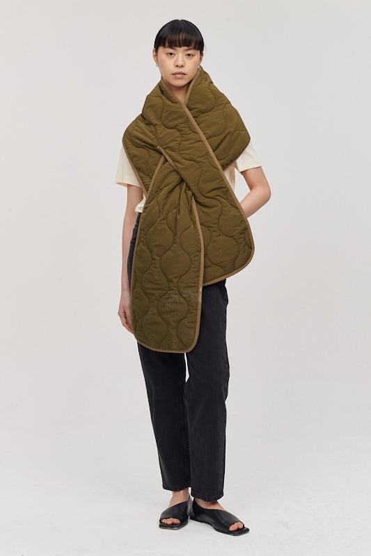 CATE QUILTED SCARF KHAKI
