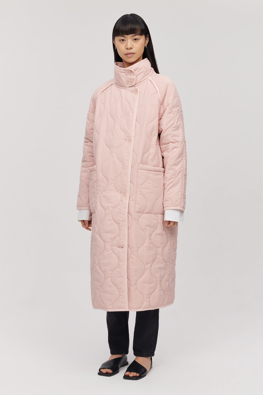 Quilted Longline Coat - Chateau Pink, Women's Jackets & Coats