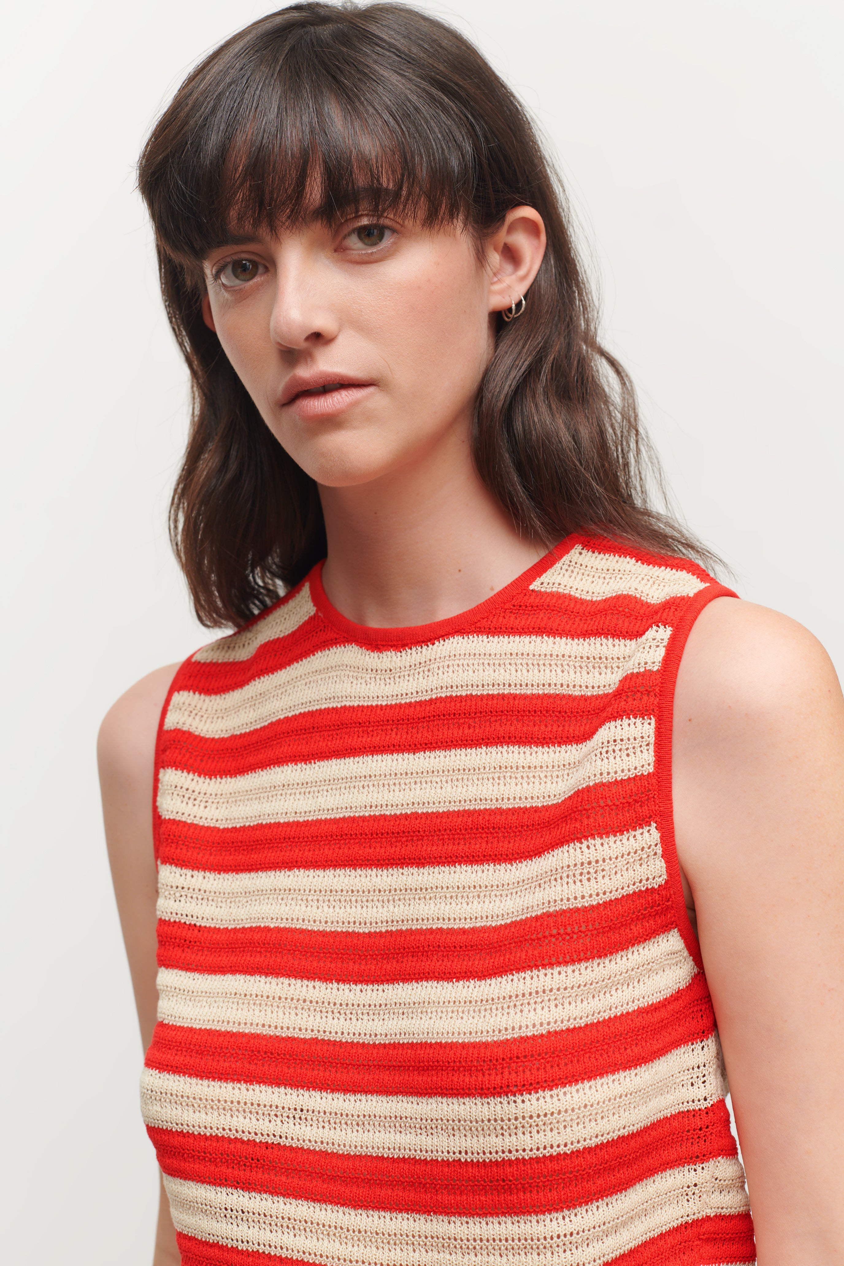 FAY KNIT VEST RED STRIPE