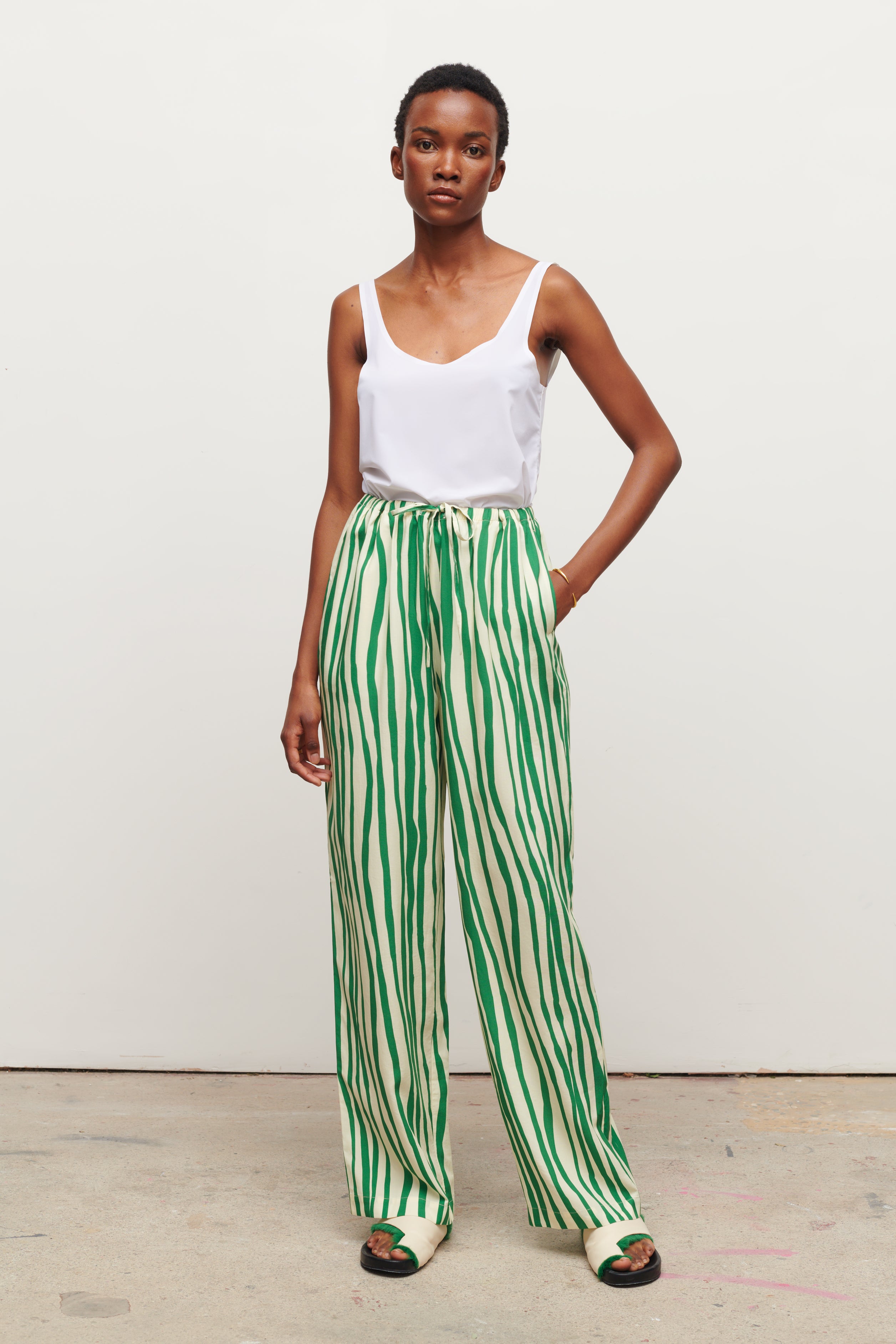 WILLOW TROUSER GREEN STRIPE