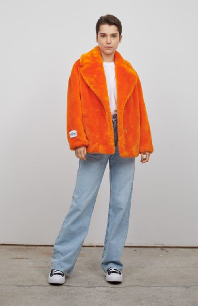 RITA FAUX FUR COAT ORANGE