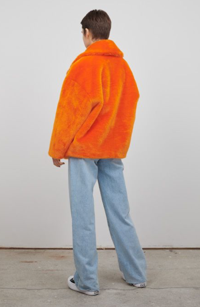 RITA FAUX FUR COAT ORANGE