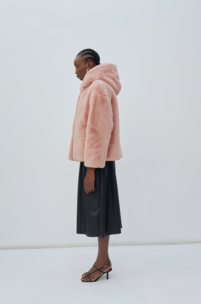 Faux fur jacket sales hoodie