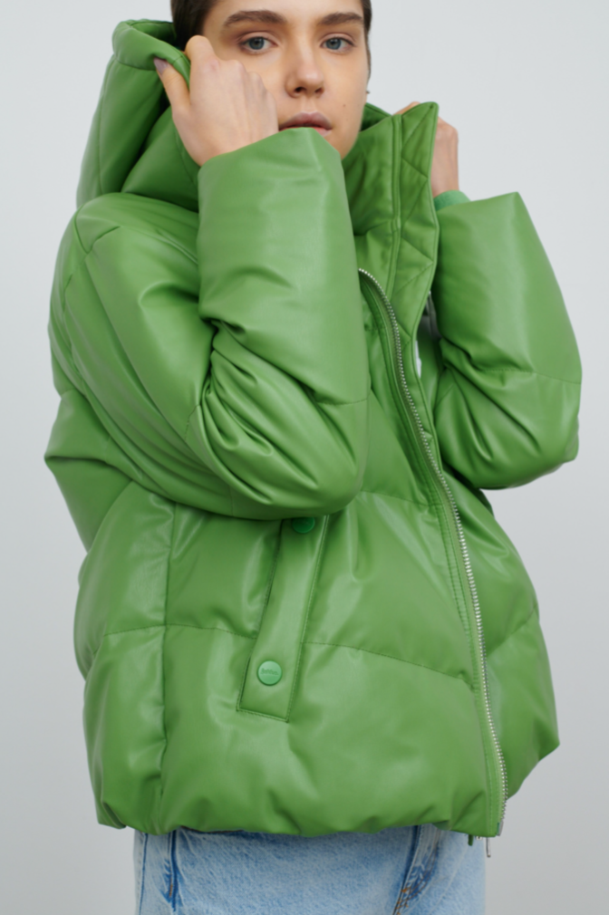 Green puffy jacket online